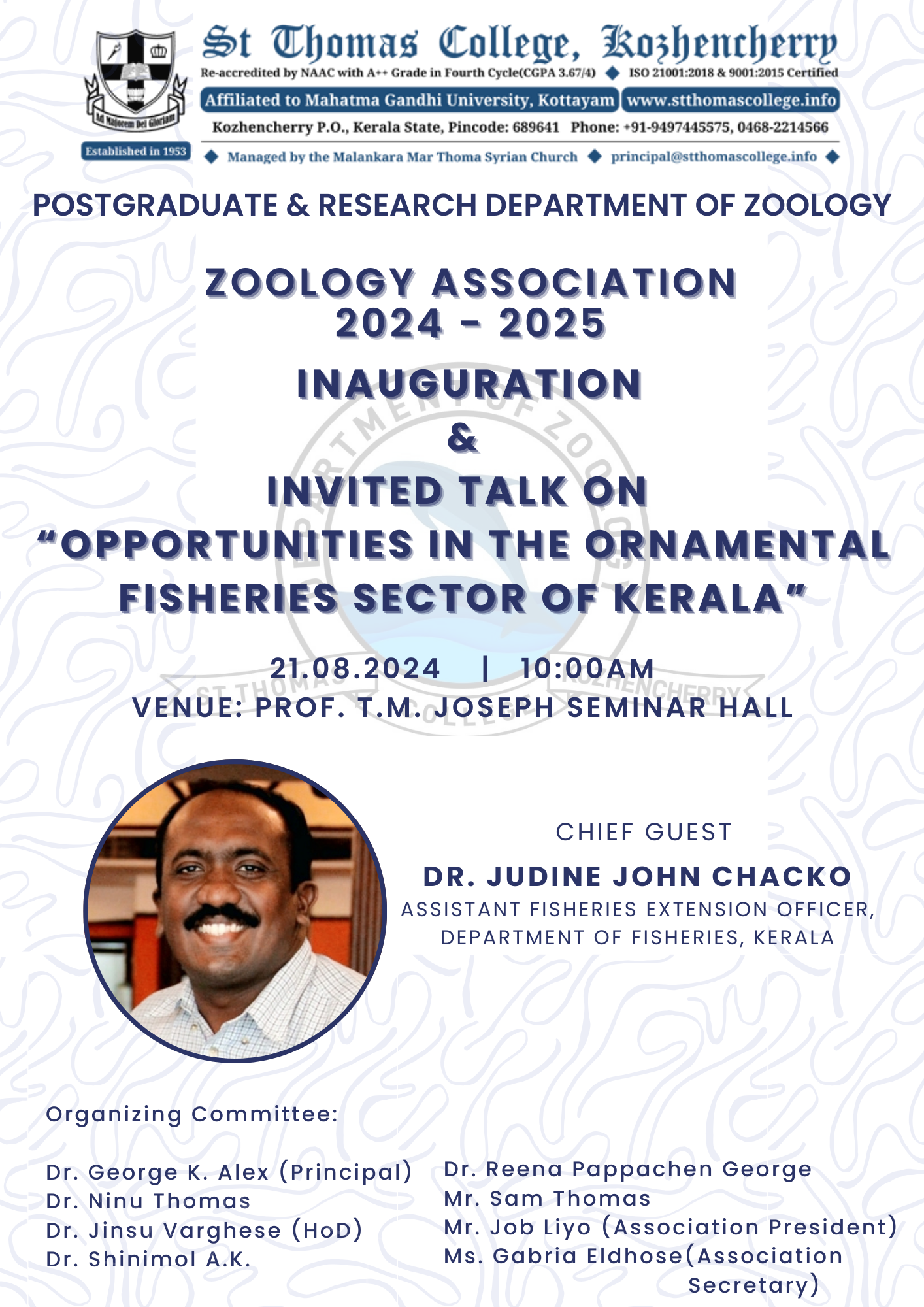 Zoology Association (2024-2025) Inauguration & Invited Talk on “Opportunities in the Ornamental Fi